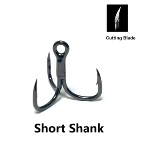 30 Hooks per Pack Black Nickle Short Shank Cutting Blade Forged High Quality Treble Fishing Hooks Fishing Tackle FH38HP30